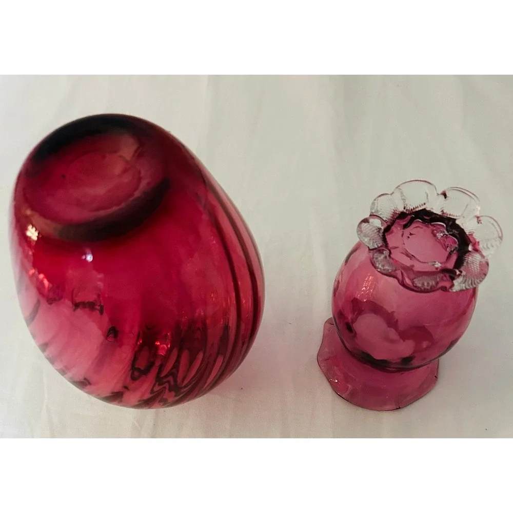 Unbranded Miniature Pitcher & Vase Set Unisex OS Cranberry Pink Good Art Glass